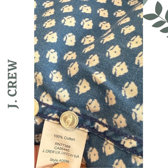 J.Crew Lightweight Button Front Shirt | Long Sleeve Size 8 Cotton Floral Print - Picture 7 of 8